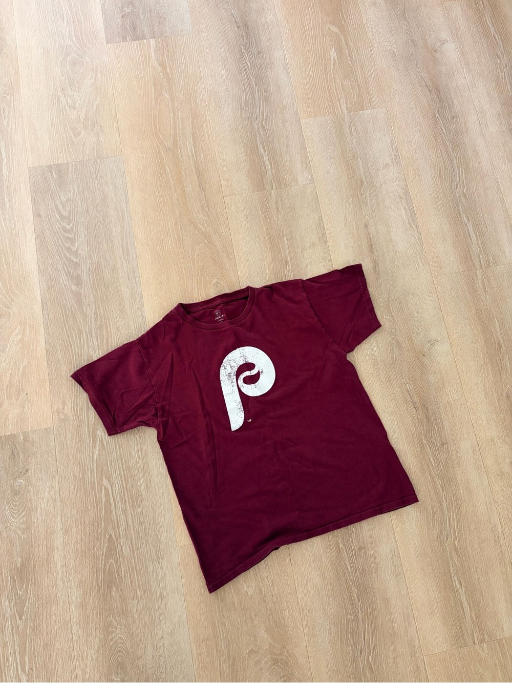 Philadelphia Phillies Burgundy Graphic Tee with White 'P' Logo